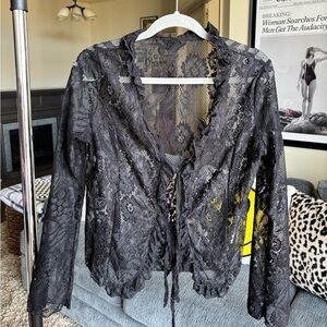 Black Lace Sheer Top